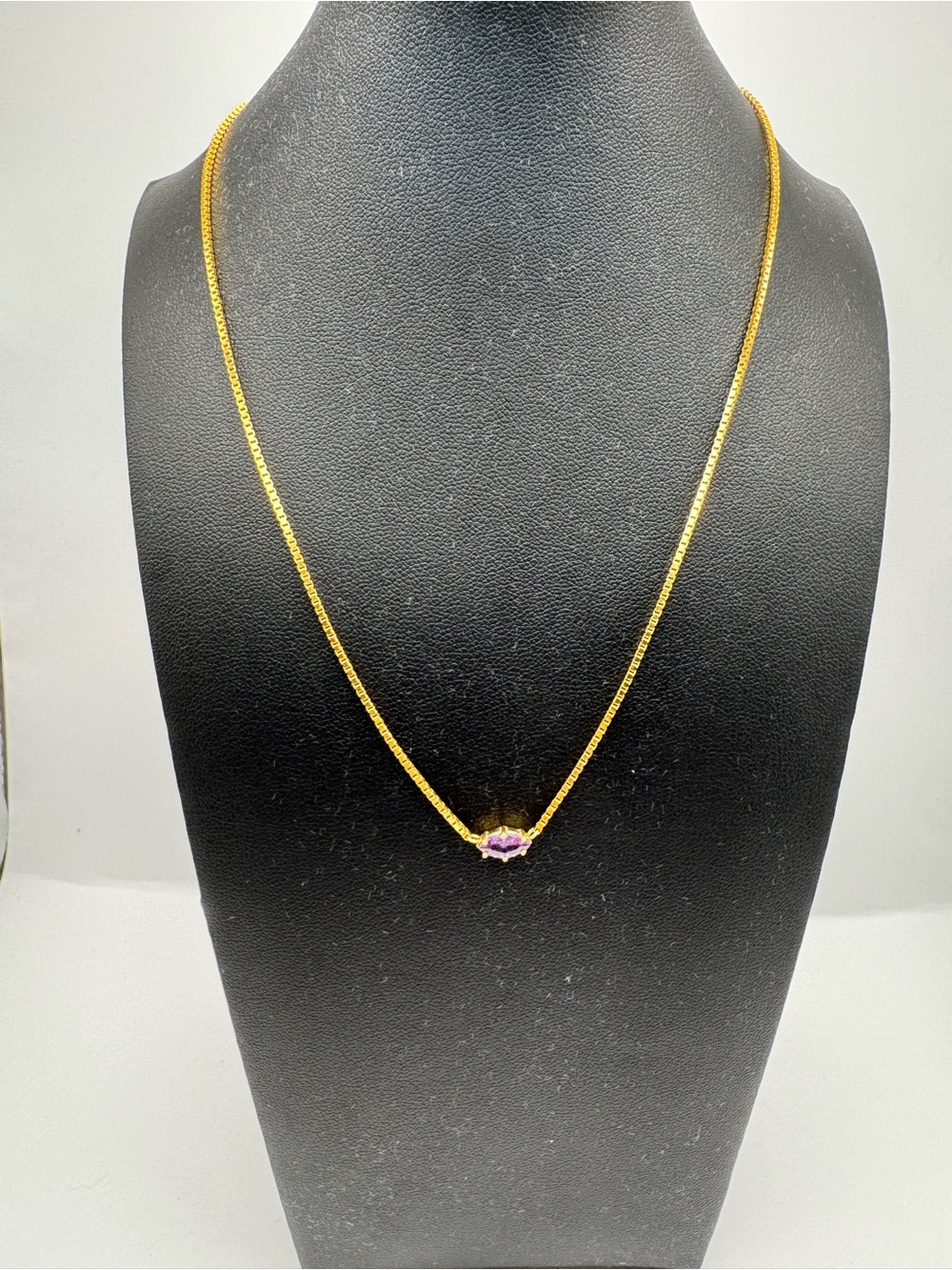 Gold over Sterling Silver Necklace with Purple Gemstone Pendant